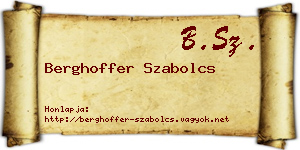 Berghoffer Szabolcs névjegykártya